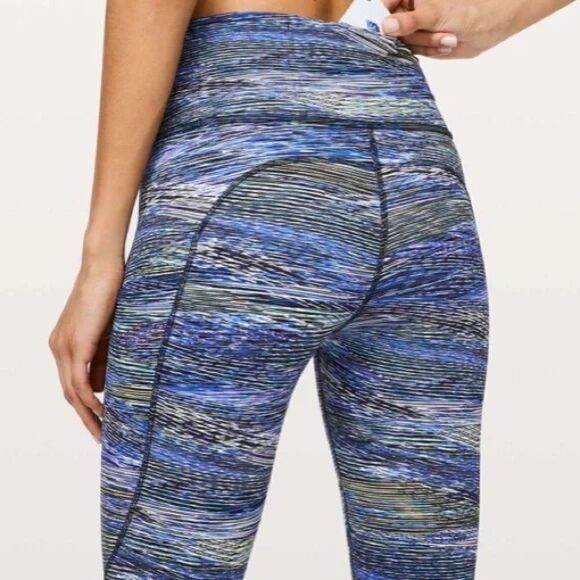 LULULEMON Fast and Free Tight II Interconnect Blue Multi Size 2 C34 - Picture 6 of 14